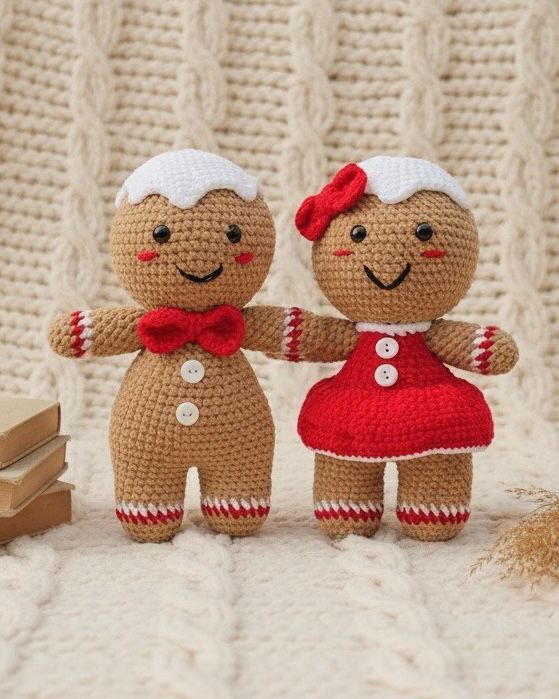 Muñecos pareja de galletitas crochet